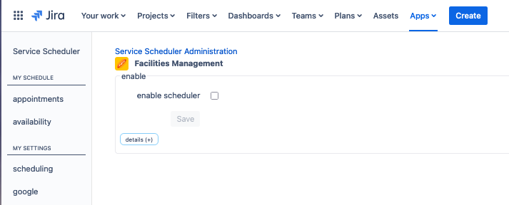 Enable service scheduler