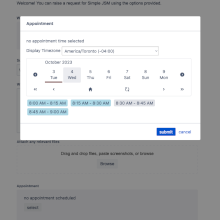 JSM portal appointment picker